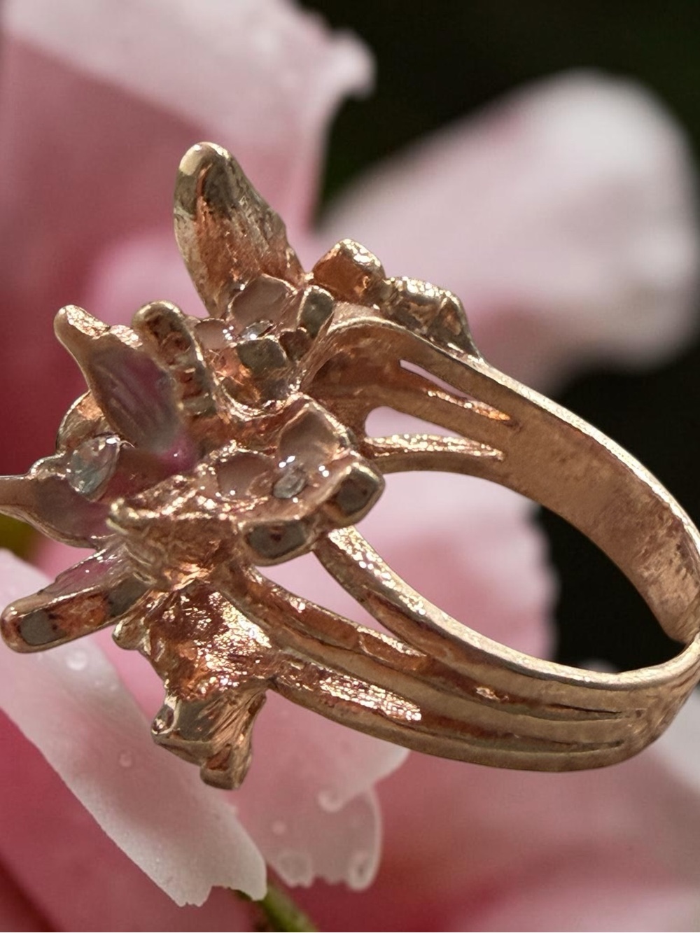Rose Gold Floral Statement Ring